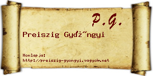 Preiszig Gyöngyi névjegykártya